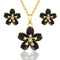 EVEVIC Cherry Blossom Flower Necklace Earrings Set for Women 18K Gold Plated Hypoallergenic Jewelry Sets (Black)...