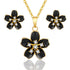 EVEVIC Cherry Blossom Flower Necklace Earrings Set for Women 18K Gold Plated Hypoallergenic Jewelry Sets (Black)...