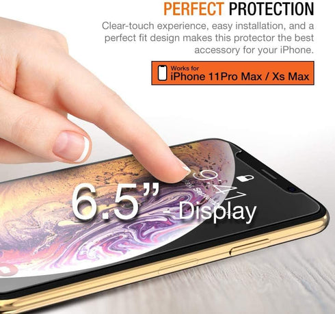 Trianium (3 Packs) Screen Protector Designed for Apple iPhone 11 Pro Max, iPhone XS Max (6.5" 2018) Premium HD Clarity 0.25mm Tempered Glass Scree...
