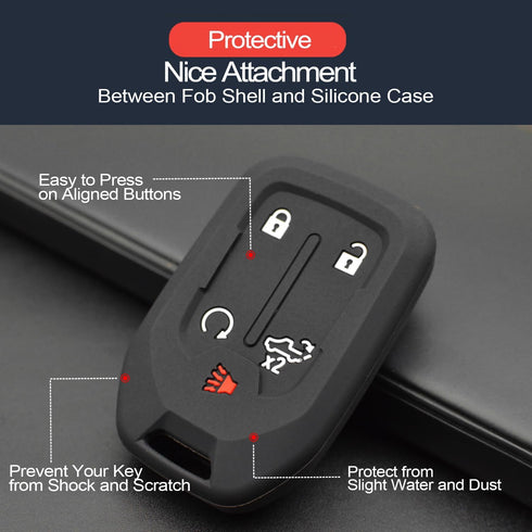 1PCS Compatible with Chevy Chevrolet Silverado GMC Sierra 1500 2500 HD 3500 HD Silicone Smart Key Fob Cover Case Protector Truck Accessories Fob H...