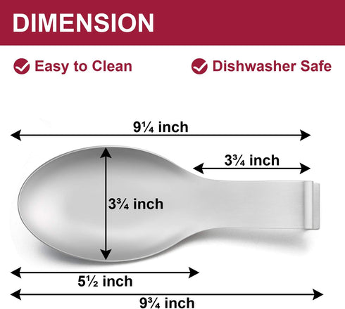 Spoon Rest Set of 2, E-far Stainless Steel Spoon Ladle Holder Spatula Rest for Kitchen Stove Top, Large Size & Dishwasher Safe...