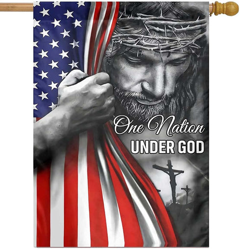 One Nation Under God Garden Flag - Christian - Jesus - USA Double Side Garden Flags House Yard Decor 28x40in...