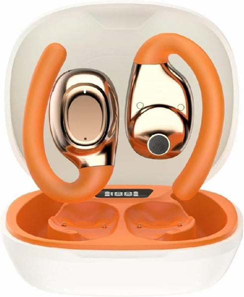 Wireless Ear Buds with Silicon Ear Loops,30hrs Playtime,Bluetooth 5.3 OWS Over Ear Sport Headphones with Hooks,3D HiFi Stereo,Microphone,siri Supp...