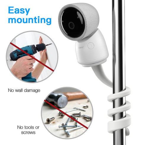 Flexible Twist Mount for Arenti Baby Monitor?No Tools or Wall Damage Required (White)...