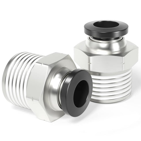TAILONZ PNEUMATIC Male Straight 1/4 Inch Tube OD x 1/2 Inch NPT Thread Push to Connect Fittings PC-1/4-N4 (Pack of 10)...