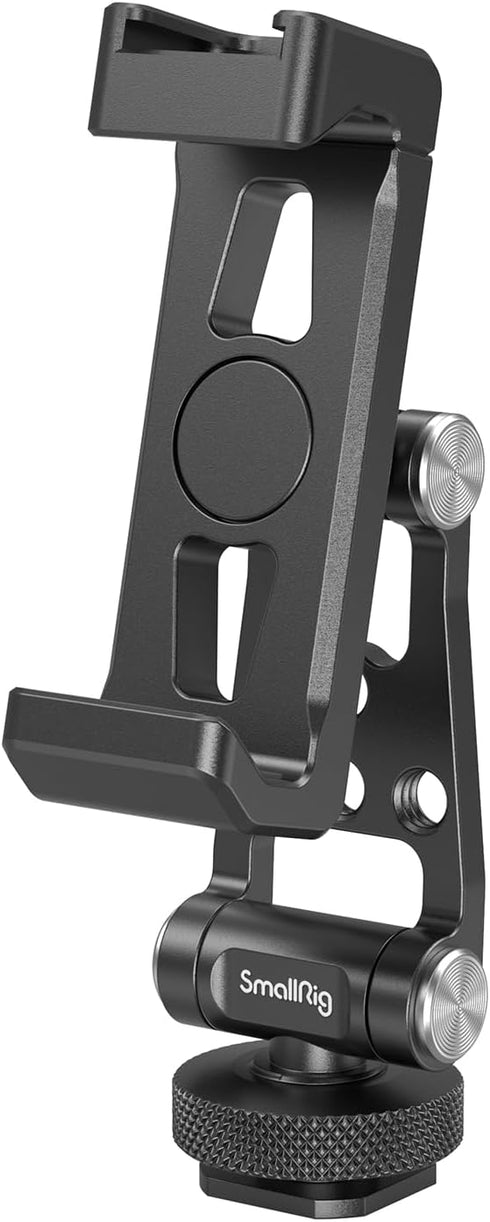 SMALLRIG Metal Phone Support with Cold Shoe Mount, Universal Cell Phone Mount Adapter Support Free Adjustment Joints, Phone Tripod Mount for iPhon...