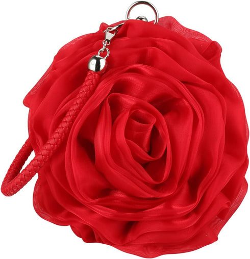 Flower Clutch Purse Small Evening Bag Sweet Wristlets Handbag Wedding Clutch Bag, Red...