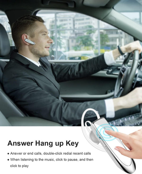 New bee Bluetooth Earpiece V5.0 Wireless Handsfree Headset 24 Hrs Driving Headset 60 Days Standby Time with Noise Cancelling Mic Headsetcase for i...