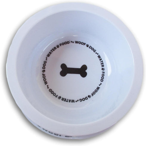 Small Plastic Pet Dish Dog and Cat Bowl 1.5 Cup Capacity - 5 x 2.1 Inch (Dog Woof Text)...