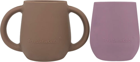 | Teenie Tiny™ Silicone Developmental Baby-Led Weaning Drinking Cups (2 pack) (Warm Taupe and Mauve)...