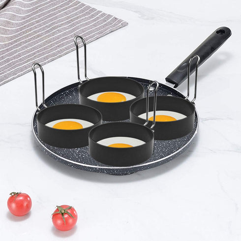 4 Pack Stainless Steel Eggs Maker Non Stick Round Egg Cooker for Cooking Cooking Rings Shaper for Frying Pancake Sandwiches Metal Handle Household...