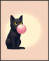 Posterizer 1 pcs-Black Cat Bubblegum Modern Girly Decor-Art for Animal Lovers-Gift for Girls, Teens-decor for Girls, Teens Bedroom- unframed wall ...