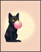 Posterizer 1 pcs-Black Cat Bubblegum Modern Girly Decor-Art for Animal Lovers-Gift for Girls, Teens-decor for Girls, Teens Bedroom- unframed wall ...