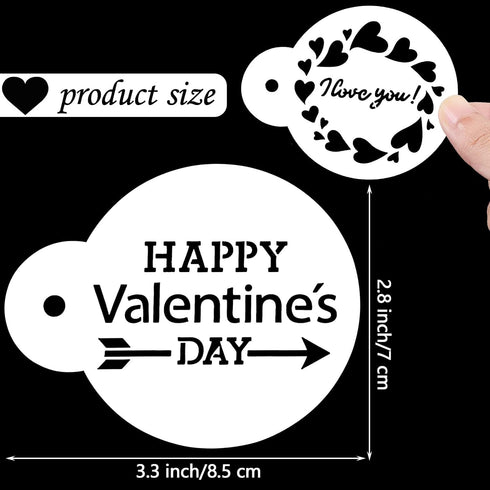 Outus 30 Pieces Valentine's Day Cake Stencils Reusable Valentine Cookie Stencils Cake Cookies Baking Painting Mould Heart Stencil Templates Coffee...