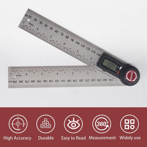 GemRed Digital Angle Finder Tool, 2 in 1 Angle Gauge, Stainless Steel 7inch/200mm Digital Protractor for Woodworking/Carpenter/Construction/DIY To...