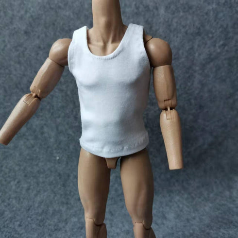 1/6 Custom Scale T-Shirt Sleeveless Vest Clothes for 12" Male & Female Action Figure Doll Clothes Toy (Black + White)...