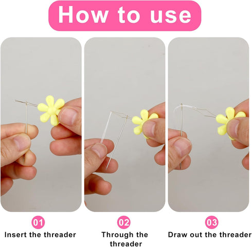10 PCS Threaders for Sewing Embroidery Needle Threader Tool Multicolor Plastic Flower Head Wire Loop Needle Threaders Hand Machine Sewing Tool for...