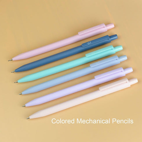 Cute Mechanical Pencils Set 0.7 mm Triangular 6 Pencils 4 Tubes Leads 1 Eraser Pastel Candy Colors Aesthetic lead pencils for School Writing Draft...