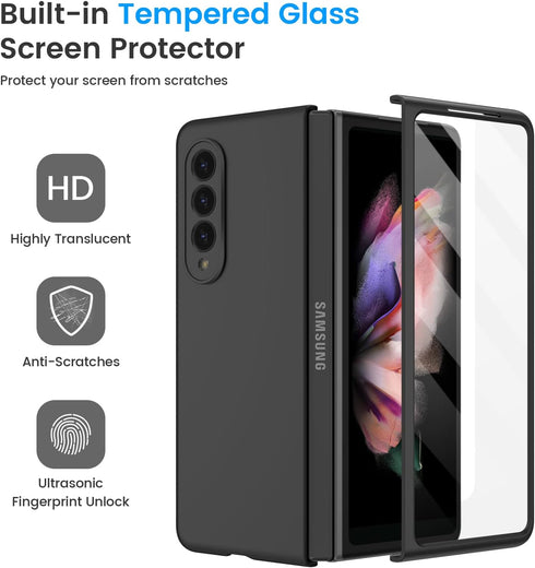 Ruky for Galaxy Z Fold 3 Full Body Case, Built-in Screen Protector, Hard PC Ultra-Thin Anti-Scratches Shockproof Protective Phone Case for Samsung...