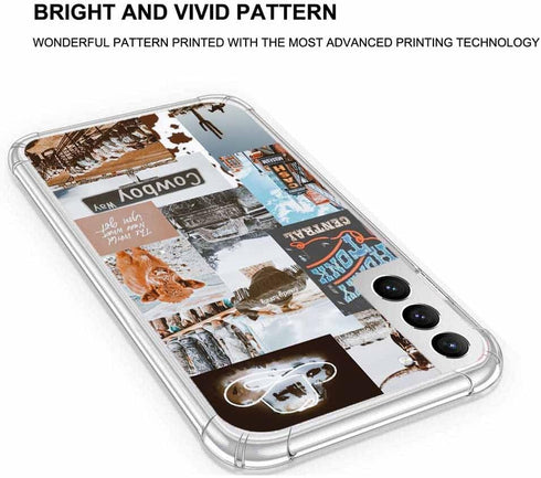 Cowboy Case Case for Galaxy S21,Retro Western Country Cowgirl Life Art Collage Phone Case for Boys Men Women,Trendy Soft TPU Case Compatible with ...