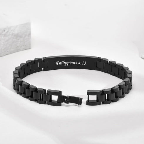 VNOX Personalized Religious Jewelry-Engraved Inspirational Christian Faith Bible Verse Quote Wristbands Elegant Link Bracelet Encouragement Gift,C...