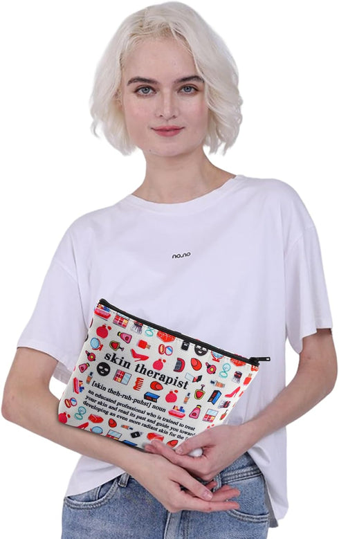 Skin Therapist Makeup Bag Skin Specialist Gift for Technician Skincare Lover Gift Dermatologist Gift Cosmetic Zipper Pouch (noun bag...