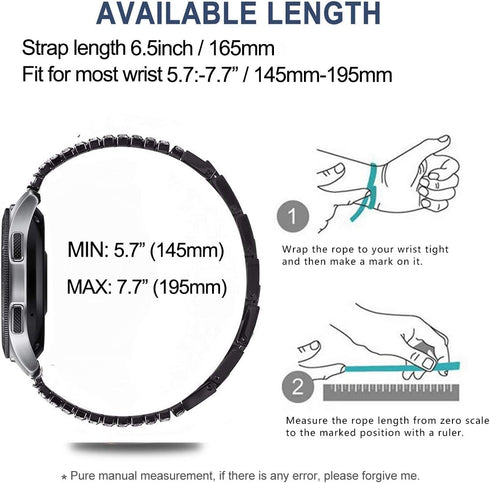 Bands Compatible with Samsung Galaxy Watch 46mm / Galaxy 3 45mm, 22mm Bling Diamond Stainless Steel Metal Replacement Strap for Huawei Watch 4/4 P...