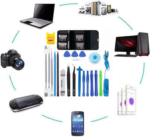 Electronics Screen Opening Pry Tool Repair Kit with Steel and Carbon Fiber Nylon Spudgers, Professional 46 in 1 Mobile Phone Screen Opening Repair...