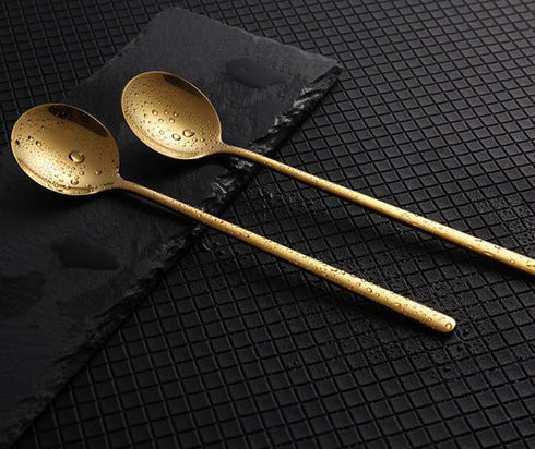 6.7 Inches 304 Stainless Steel Mixing Spoons, Stirring Spoons, Tea Spoons, Gold Teaspoons, Ice Tea Spoons, Set of 4 (Gold)...