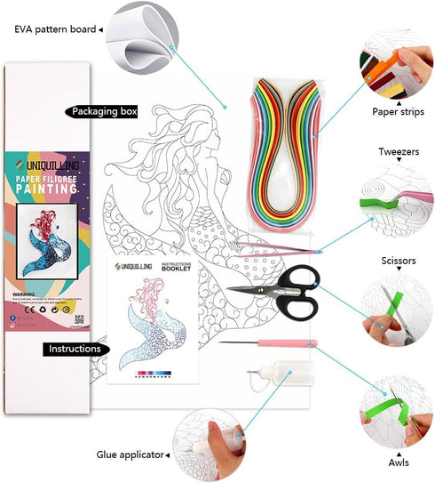 Uniquilling Quilling Kit Paper Quilling Kit for Adults Beginner, Handmade DIY Craft Quilling Paper Filigree Painting Kit Tools, Room Wall Art Deco...