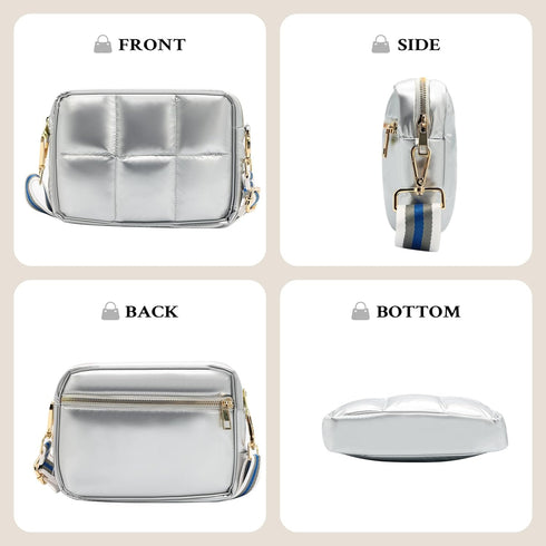 NAARIIAN Quilted Crossbody Bag for Women Puffer shoulder bag Guitar strap padded handbag designer trendy dupes soft purse...