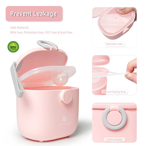 Termichy Baby Formula Dispenser, Portable Milk Powder Dispenser Container with Carry Handle and Scoop for Travel Outdoor Activities with Baby Infa...
