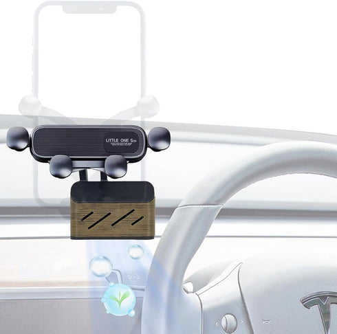 for Tesla Model 3 & Model Y Air Vent,2in1 Car Phone Mount Base with Yellow Aromatherapy Grid,Gravity Automatic Clamping Holder for All Cellphone i...
