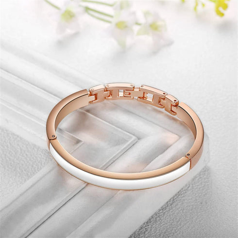 CdyBox Women Crystal Watch with 3 Bracelets Set Quartz Wrist Watches Bangle Jewelry 4pcs/Set for Ladies (Rose gold white)...
