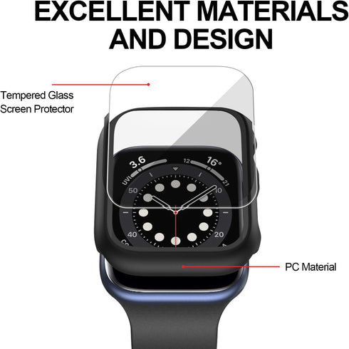 6 Pack Hard Case Compatible for Apple Watch Series 3 38mm with Built-in Tempered Glass Screen Protector,JZK Thin Bumper Full Coverage Bubble-Free ...