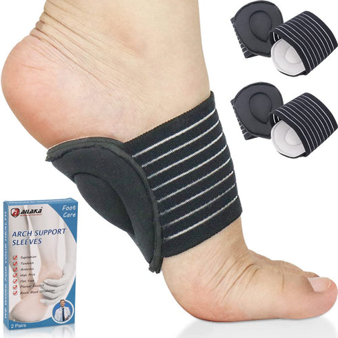 Ailaka 2 Pair Compression Cushioned Arch Support Brace, Plantar Fasciitis Sleeves for Pain Relief & Sore, Flat Feet, Heel Spurs...