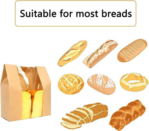 10 Pack Large Paper Bread Bags for Homemade Sourdough Loaves Bread Bags with Window for Homemade Bread Gift Giving, Sourdough Bread Packaging Stor...