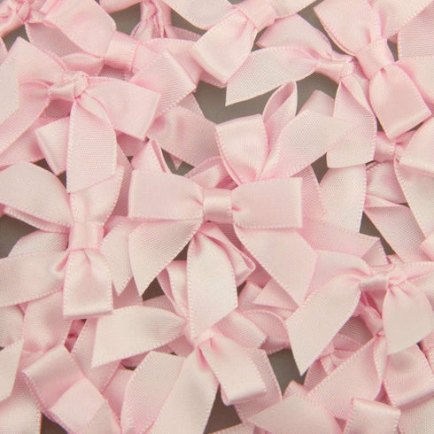 7Rainbows 50pcs Boutique 1.5" Pink Satin Ribbon Mini Bows for Craft Sewing Scrapbooking Wedding and Gift Wrapping...