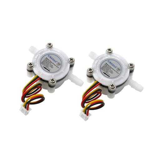 1/4" Water Flow Sensor Food-Grade Switch Hall Effect Flowmeter Fluid Meter Counter Connect Hosepipe 0.5-3L/min (Pack of 2?...