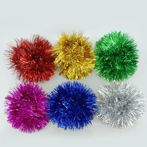 YYCRAFT 15pcs Jumbo Glitter Tinsel Pom Poms Sparkle Balls for DIY Craft,Cat Toys Christmas Decoration(2 Inch,Emerald Green)...