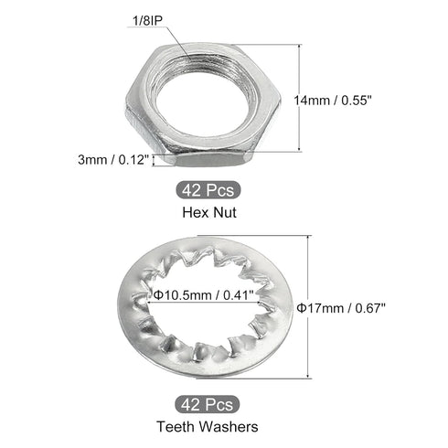 MECCANIXITY Lamp Pipe Kit with Lock Nuts Teeth Washers 1/8IP Thread Fasteners Assortment for Chandelier Ceiling Light Repair Assembly DIY Hardware...