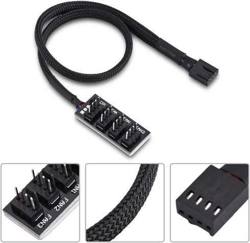 Bewinner 4-Pin PWM Fan Hub, 4-pin Male for CPU Fan PC Fans Hub, Computer CPU/Case Fan Power Multi Splitter Connector Cable Adapter for 12V Compute...