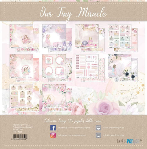 Papers For You - Scrapbooking and Craft Paper Kit | "Our Tiny Miracle" Collection | Includes 10 Double Sided Papers with Different Designs | Size ...