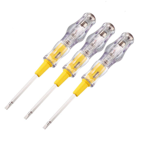 uxcell Voltage Tester AC 100-500V with 3.5mm Slotted Phillips Screwdriver for Circuit Test, Clear and Yellow, Pack of 3...