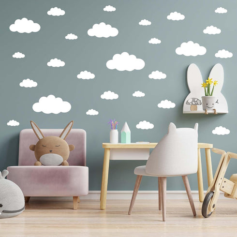 Big Clouds Wall Decals Removable DIY Large Vinyl Sticker Self Adhesive Wallpaper for Living Room Nursery Children Baby Kids Boys Girls Bedroom Dec...