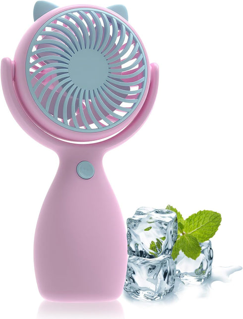 QearFun Cute Handheld Lanyard Fan Portable,Mini Personal Fan, 3 Speeds with 180° Rotation,Small Makeup Fan for Girls Women,USB Rechargeable Fan fo...