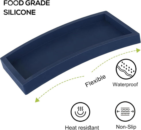 Small Silicone Bathroom Vanity Tray Rectangle Soap and Sponge Holder Kitchen Sink Organizer for Scrubber, Lotion Bottles, Perfume, Jewelry, Candle...