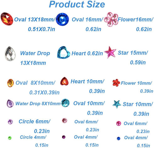 867pcs Gem Stickers Rhinestone for Crafts,Self Adhesive Jewels Stickers,Jewels for Arts & Crafts for Kids,Circle,Heart,Waterdrop,Ellipse,Star,Flow...