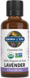 Garden of Life Essential Oil, Lavender 30 ml, USDA Organic & Pure, Clean, Undiluted & Non-GMO - for Diffuser, Aromatherapy, Meditation, Skincare, ...