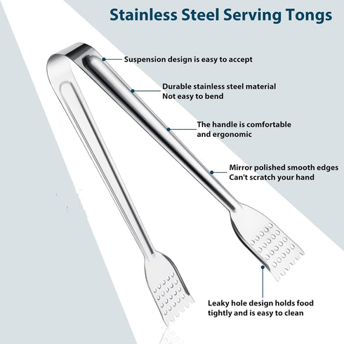 8 Pack Serving Tongs by Tcoin, 9 Inch Functional Tongs for Serving Food for Parties and Holiday Get-togethers, Food Tongs Buffet Tongs Appetizer T...
